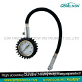 Dial tire inflating gauge meter with hose and chuck